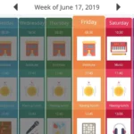 A screenshot featuring a week calendar showing a schedule of different activities.